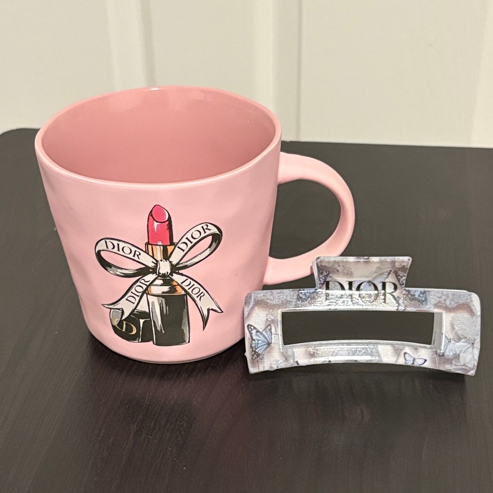 New Fig & Fern Pink Fashion Lipstick Pink Large Mug + Fashion Hair Clip
